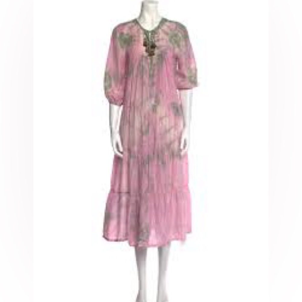Pink Chicken Long Sleeve Pink and Green Tie-Dye Maxi Dress